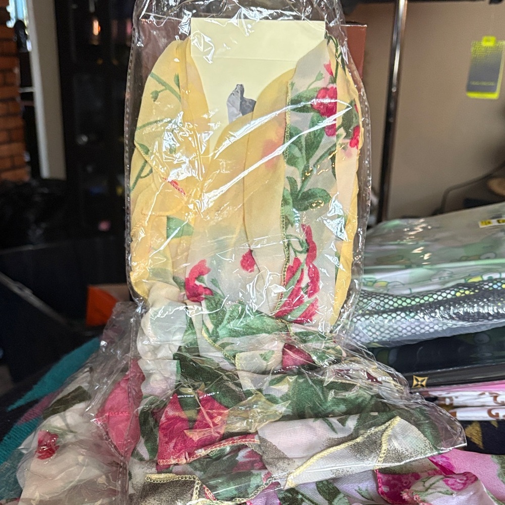 Floral Yellow and Pink Scarf